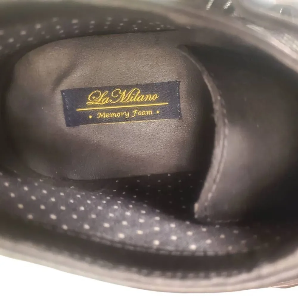 La Milano Gino II Black Leather Monk Strap Shoes Boots Size 12